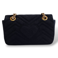 Bolsa Gucci Marmont Small em Veludo Preto com Aplicações