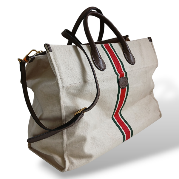 Bolsa Gucci Tote GG Off White com Marrom