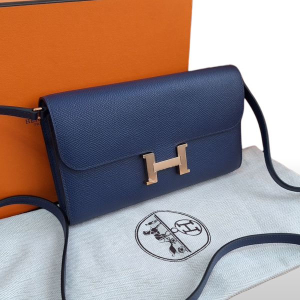 Bolsa Hermès Constance To Go Bleu De Prusse Ferragem Rose Gold