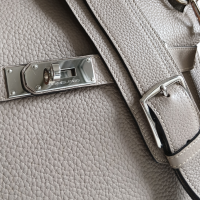 Bolsa Hermès Jypsiere 34 Beige Marfa Couro Clemence Ferragem Palladium