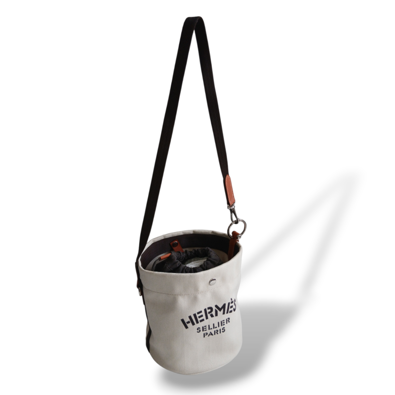 Bolsa Hermès Bucket Toile Chevron 