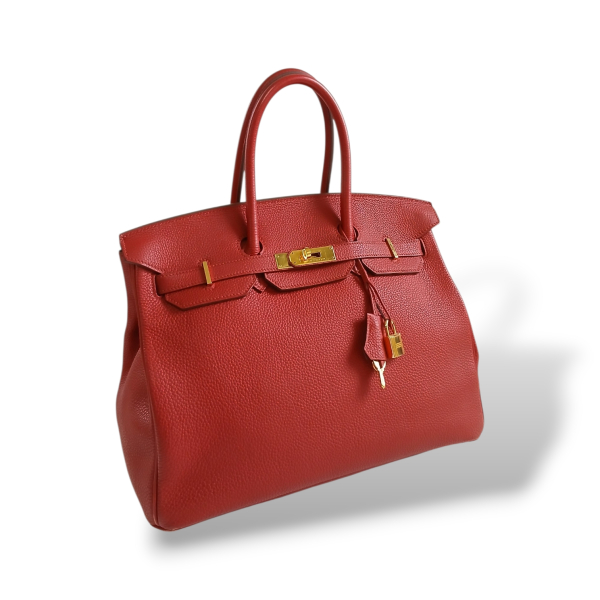 Bolsa Birkin 35 Vermelha Ferragem Gold 