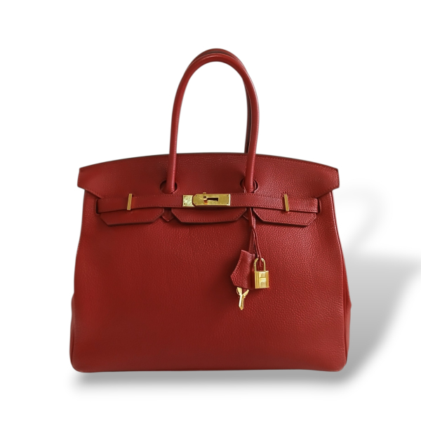 Bolsa Birkin 35 Vermelha Ferragem Gold 