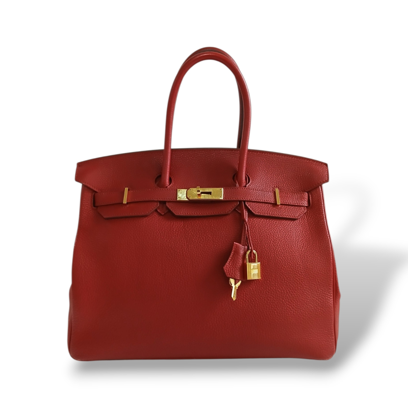 Bolsa Birkin 35 Vermelha Ferragem Gold 