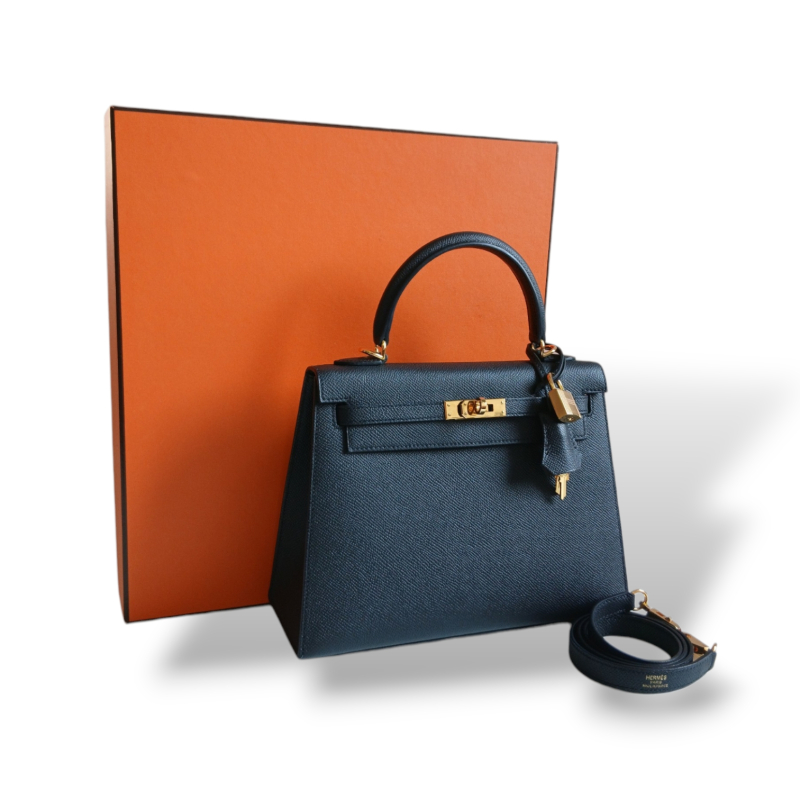Bolsa Hermès Kelly 25 Preta Gold 