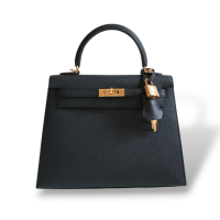 Bolsa Hermès Kelly 25 Preta Gold Bolsa Hermès Kelly 25 Preta Gold