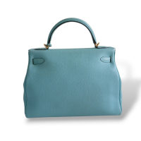 Bolsa Hermès Kelly 32 Bleu Atoll com Gold Bolsa Hermès Kelly 32 Bleu Atoll com Gold