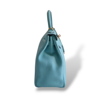 Bolsa Hermès Kelly 32 Bleu Atoll com Gold Bolsa Hermès Kelly 32 Bleu Atoll com Gold