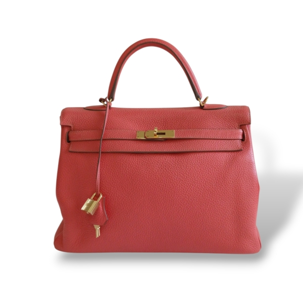Bolsa Hermès Kelly 35 Coral com Gold 2014