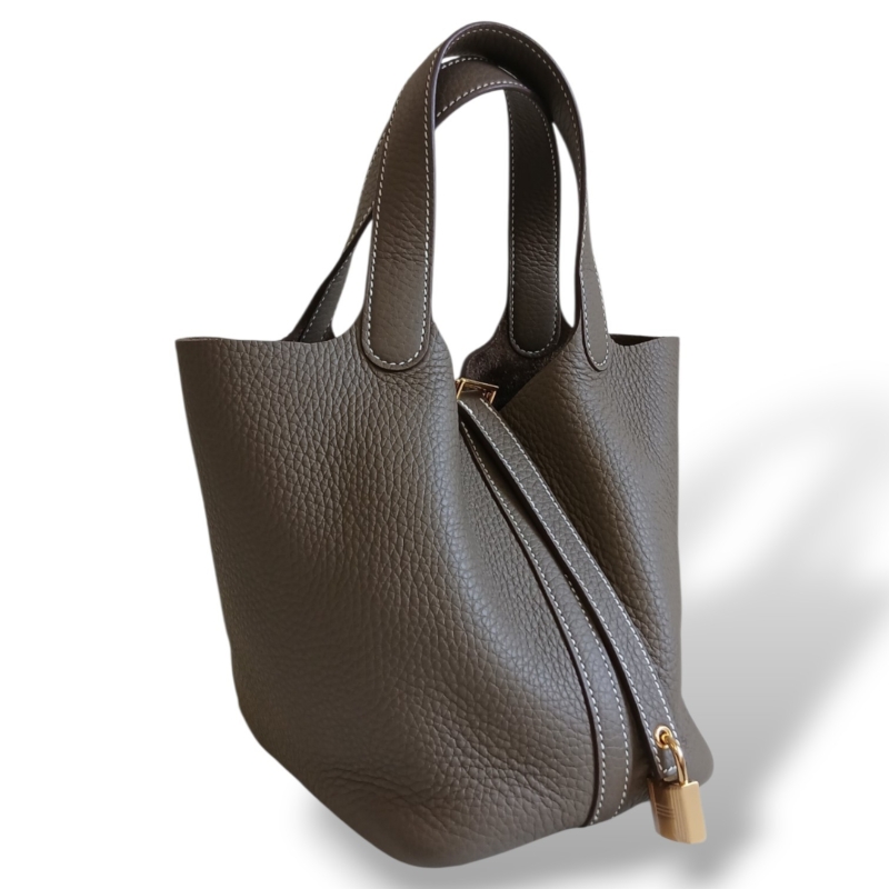 Bolsa Hermès Picotin 18 Clemence Etoupe 