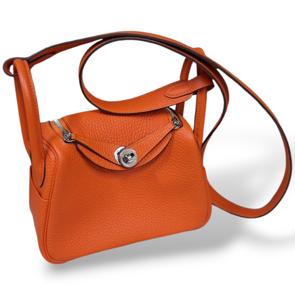 Bolsa Hermès Lindy Mini Clemence Laranja 