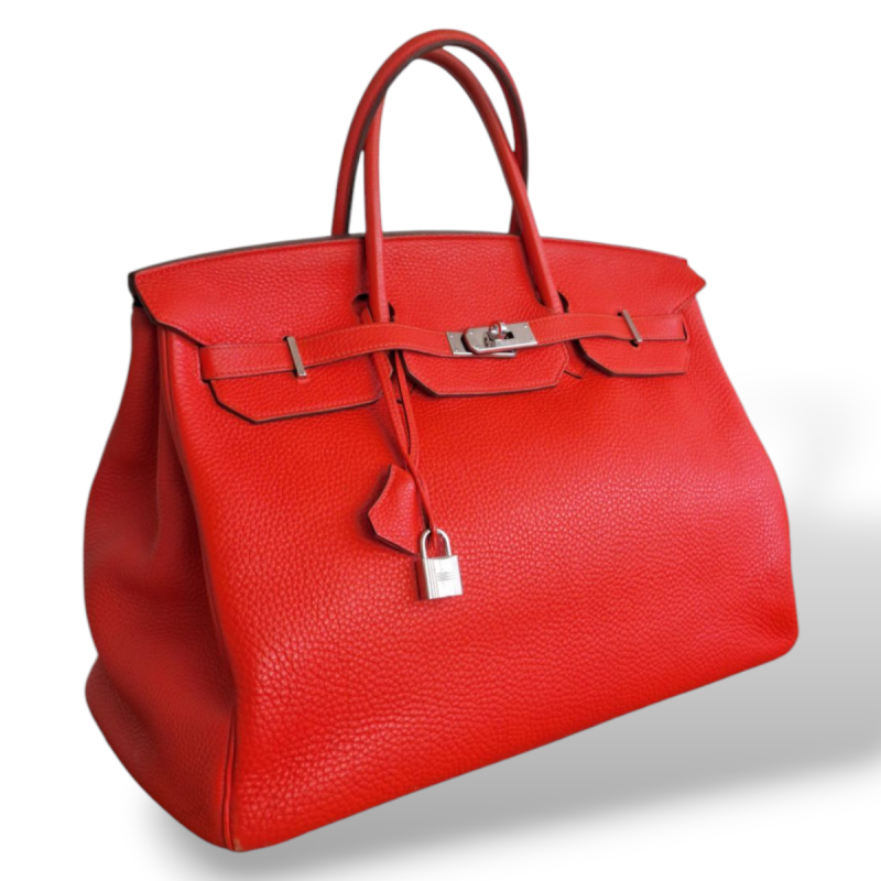 Bolsa Hermès Birkin 40 Clemence Vermelho Tomate Ferragem Palladium 