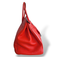 Bolsa Hermès Birkin 40 Clemence Vermelho Tomate Ferragem Palladium 