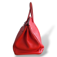 Bolsa Hermès Birkin 40 Clemence Vermelho Tomate Ferragem Palladium 