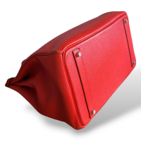 Bolsa Hermès Birkin 40 Clemence Vermelho Tomate Ferragem Palladium 
