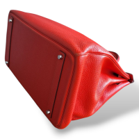 Bolsa Hermès Birkin 40 Clemence Vermelho Tomate Ferragem Palladium 