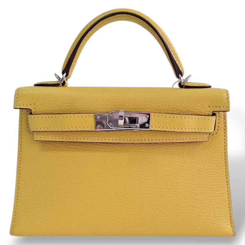 Bolsa Hermès Mini Kelly II Chevre Jaune de Naples