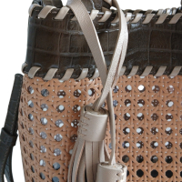 Bolsa Isla Palha Sextavada Couro Texturizado Bolsa Isla Palha Sextavada Couro Texturizado