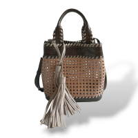 Bolsa Isla Palha Sextavada Couro Texturizado Bolsa Isla Palha Sextavada Couro Texturizado