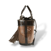 Bolsa Isla Palha Sextavada Couro Texturizado Bolsa Isla Palha Sextavada Couro Texturizado