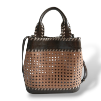 Bolsa Isla Palha Sextavada Couro Texturizado Bolsa Isla Palha Sextavada Couro Texturizado