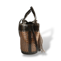 Bolsa Isla Palha Sextavada Couro Texturizado Bolsa Isla Palha Sextavada Couro Texturizado
