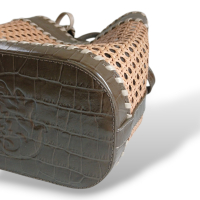 Bolsa Isla Palha Sextavada Couro Texturizado Bolsa Isla Palha Sextavada Couro Texturizado