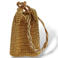Maxi Bolsa Isla Duna Em Crochê Metalizado Ouro