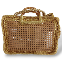 Maxi Bolsa Isla Duna Em Crochê Metalizado Ouro