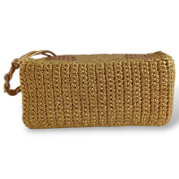 Maxi Bolsa Isla Duna Em Crochê Metalizado Ouro