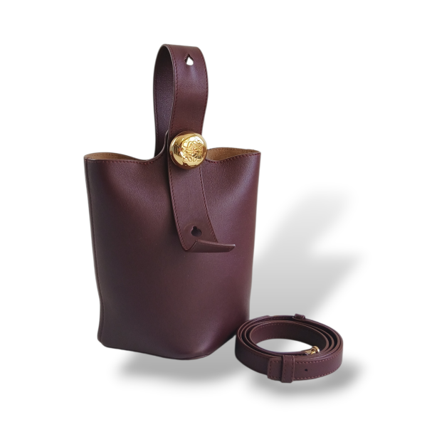 Bolsa Loewe Bucket Pebble Mini Vinho