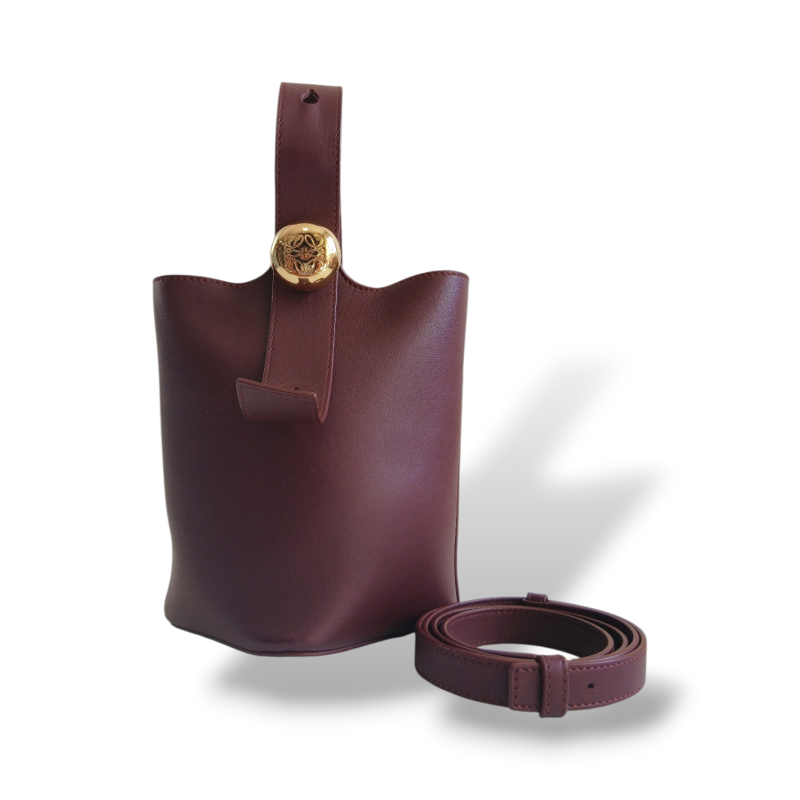 Bolsa Loewe Bucket Pebble Mini Vinho