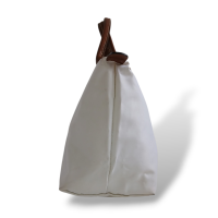Bolsa Longchamp Le Pilage Pequena Off White com Caramelo