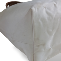 Bolsa Longchamp Le Pilage Pequena Off White com Caramelo