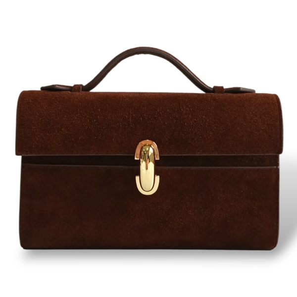 Clutch Savette Symmetry Suede Marrom