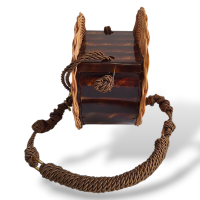 Bolsa de Palha Com Acrílico Tartaruga