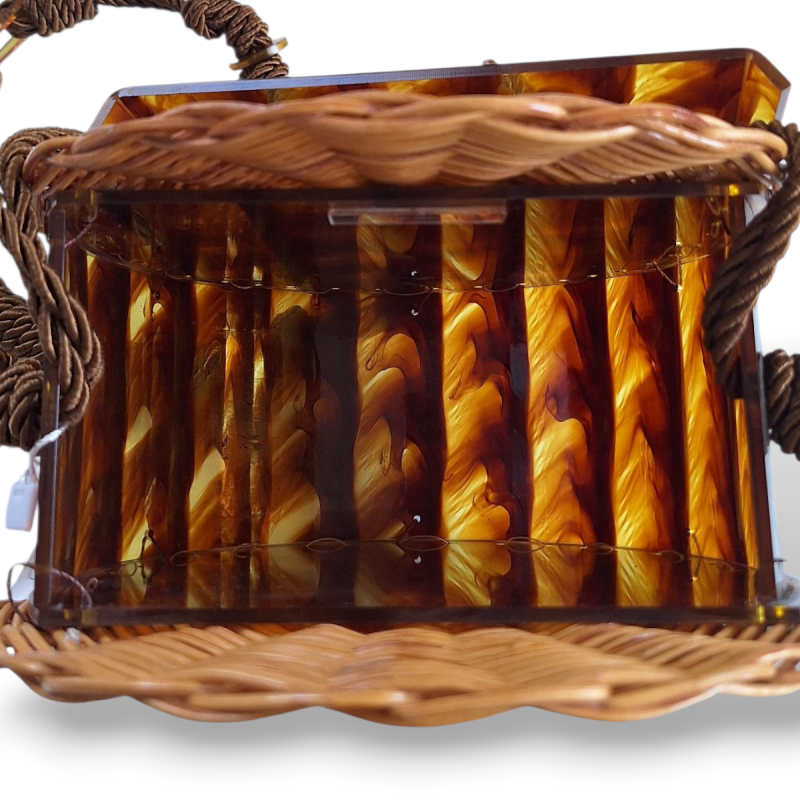 Bolsa de Palha Com Acrílico Tartaruga