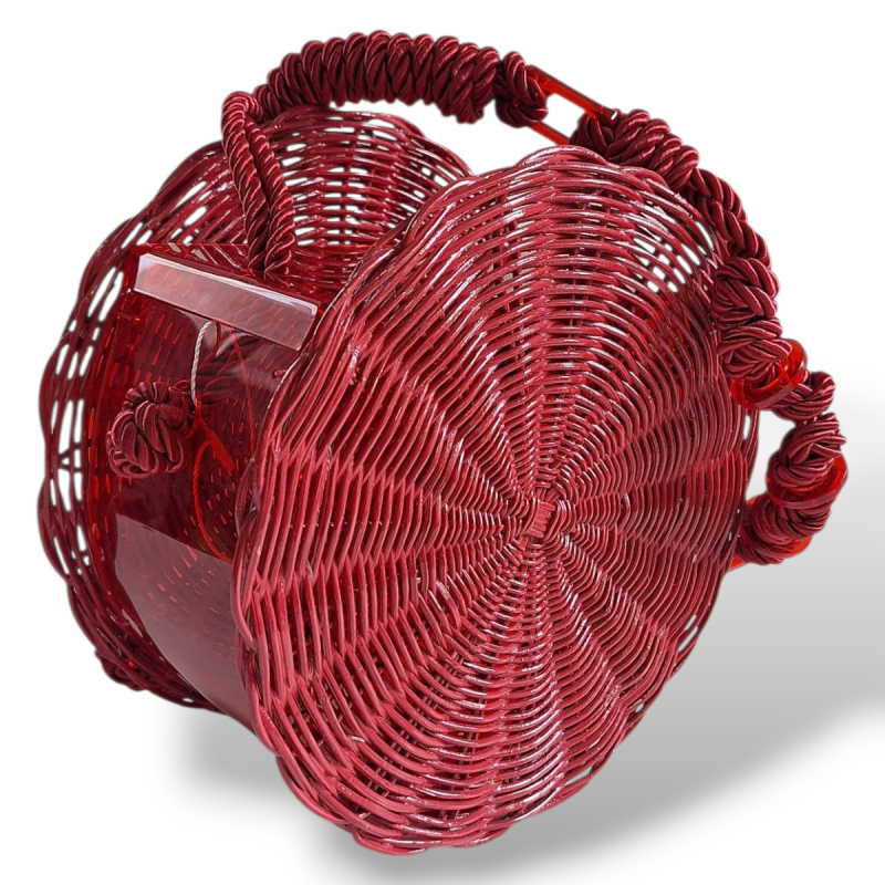 Bolsa de Palha Com Acrílico Vermelha