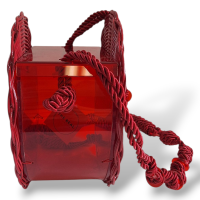 Bolsa de Palha Com Acrílico Vermelha