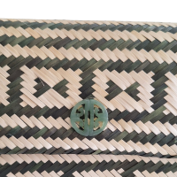 Clutch de Palha Verde com Off White Clutch de Palha Verde com Off White