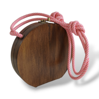  Bolsa Em Madeira Marrom com Alça Rosa