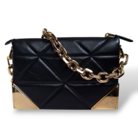 Bolsa Prada Quilted Triangle Preta Ferragens Douradas