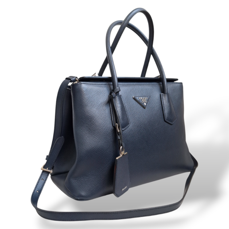 Bolsa Prada Saffiano Twist Galleria Azul Marinho Bolsa Prada Saffiano Twist Galleria Azul Marinho