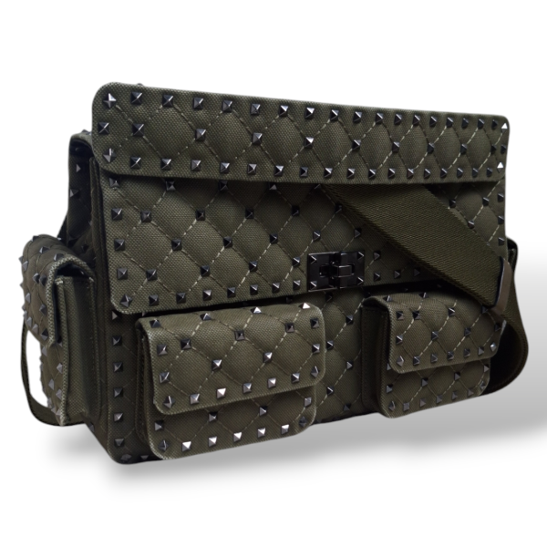 Bolsa Valentino Rockstud Canvas Verde