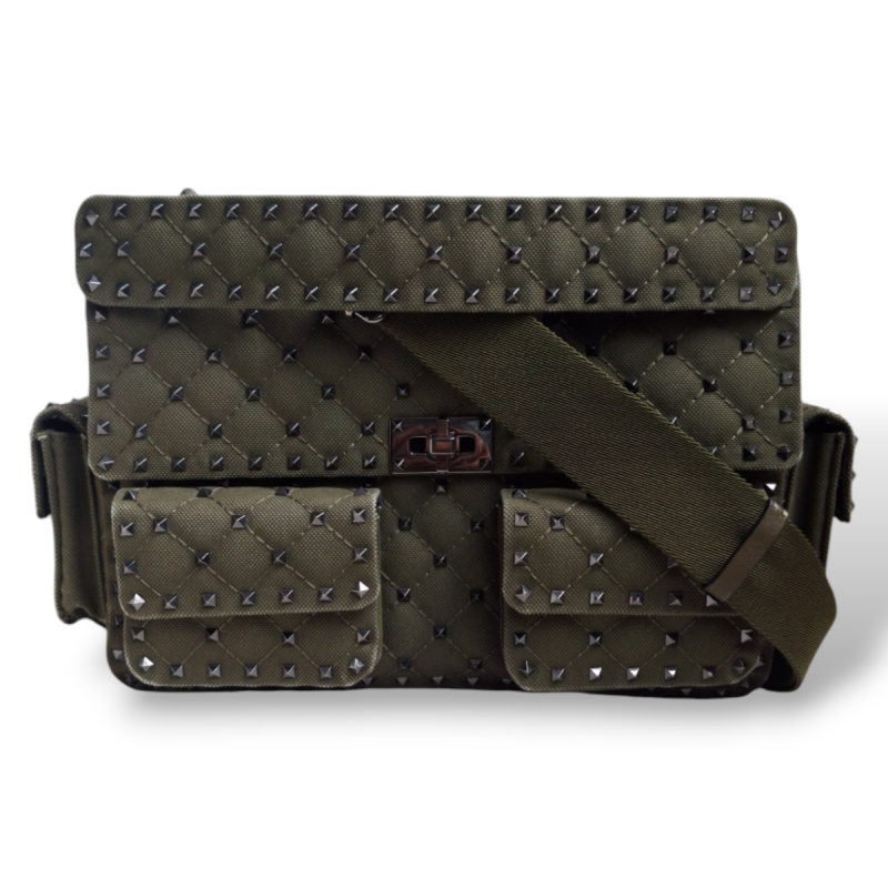 Bolsa Valentino Rockstud Canvas Verde