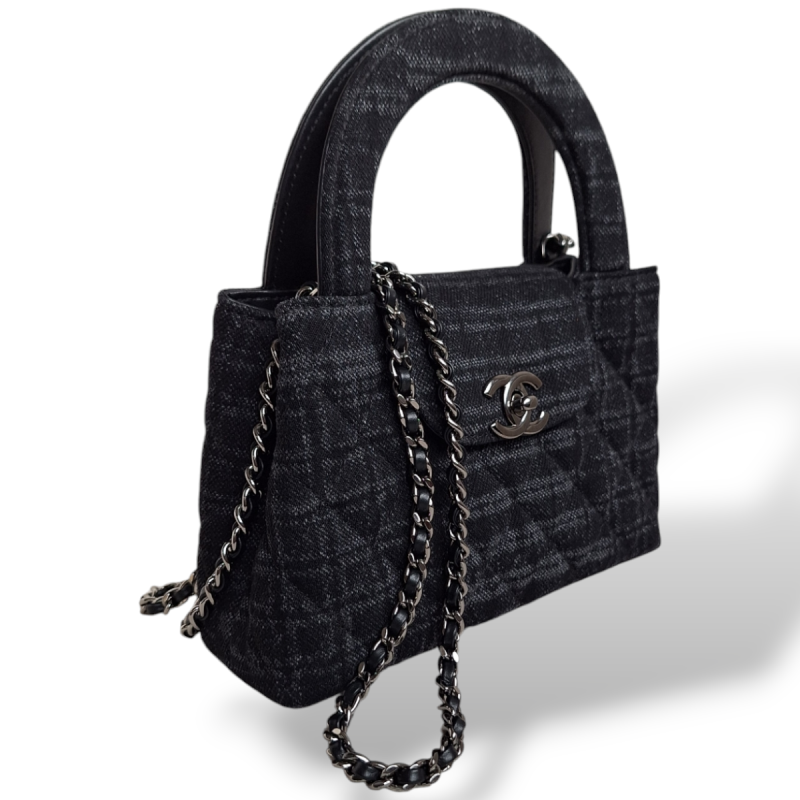 Bolsa Chanel Nano Kelly Denim Preta Bolsa Chanel Nano Kelly Denim Preta