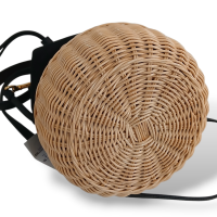 Bolsa Prada Bucket Canvas Preto com Raffia