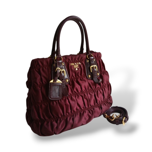 Bolsa Prada Gaufre Tote Burgundy Vinho 