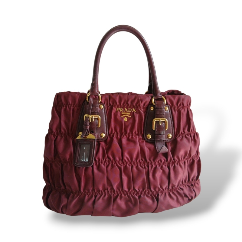 Bolsa Prada Gaufre Tote Burgundy Vinho 