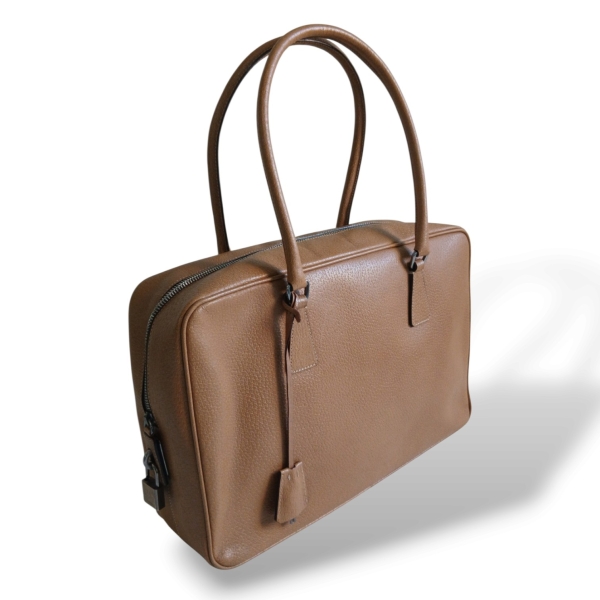 Bolsa Prada Couro Texturizado Caramelo